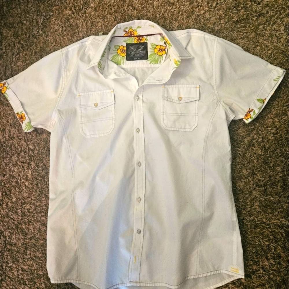 Mens Drill L shirt with Hawaiian accents